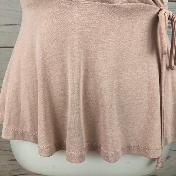 Monteau Dusty Pink Rose Peplum Wrap Blouse - Picture 5 of 8